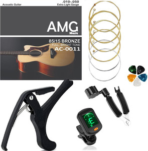 AMG Music Acoustic Guitar String Set with Capo and Tuner - Image 1