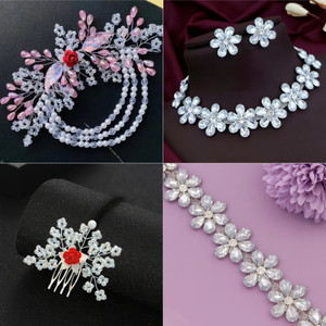 Lunox Tiara Rose Comb & Necklace set Jewelry hair combo