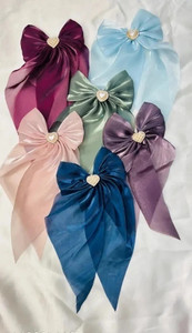 AALIYA INTERNATIONAL Multicolour Satin Silk Stylish French Bow Hair Clips Pack of 6 Hair Clip