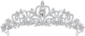 Barivamatic Queen Crown of Silver Crystal Tiara Crowns for Bridal Women Girls Hair Band