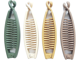 BIRDWARE Big-Size Acrylic Material Banana hair Clips For Women (Multi Color, Pack Of 4) Banana Clip