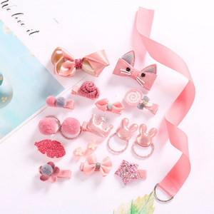 TRY 18 PCS BABY GIRL HAIR CLIPS SET |CUTE GIFT BOX | PINK COLOUR| HAIR ACCESSORIES|11 HAIR ALLIGATOR CLIPS 2 CLUTCHES 4 RUBBER BANDS 1 HAIR CLIPS HANGER Hair Accessory Set