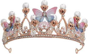 Gitesh Emergity Crystal Tiara Crown, Pearl Crown for Princess Costumes Hair Band