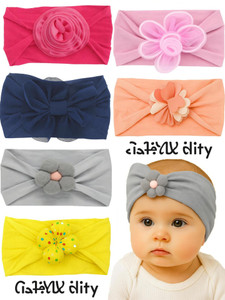 Anna Stella Baby Girl Colorful Headbands Set 6Pcs Soft Elastic headbands with Bows & Flowers Head Band