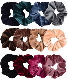 MANODHRUVA 12 Pcs Girl's Velvet Scrunchies Hair Ties Rubber Bands, Multicolor Rubber Band