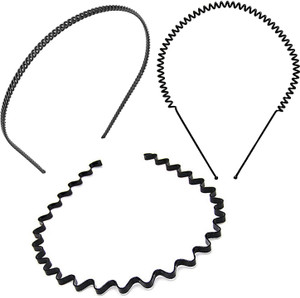 BHARATGAURAV Hair Styling Headband Hoop Zigzag Band Accessories For Unisex Wavy Hair Band Black Wave All in one (Pack of 3) Banana Clip
