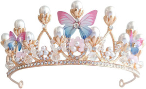 RVM Jewels Tiara Crown Women Butterfly Princess Gift for Kids Birthday Party Costume Grils Head Band