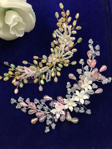SAMYAK Combo of 2 Wedding Hair Pins Tiara Accessories Handmade Headdress Brooch Hair Pin