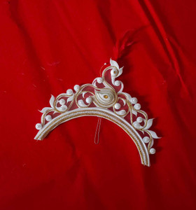 FASHIONGROW Bengali Wedding Design Bridal White Biyer Mukut Hair Accessory Set