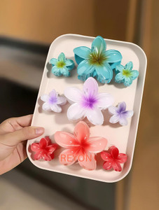 PACTIV 9 pcs Hawaiian Flower Hair Claw Clips - Image 6