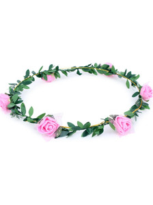 PARTY MIDLINKERZ Pink Flower Gracious Tiara/Crown Head Wrap for Wedding Party Beach for Women Girls Hair Band
