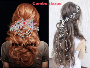 ZariDesigner tiara for women and girls combo of 2 pc hair vine crystal beads handmade hair combo
