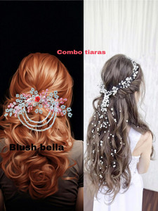 ZariDesigner tiara for women and girls combo of 2 pc hair vine crystal beads handmade hair combo