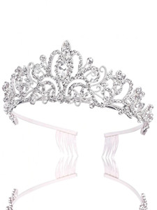 PALAY Silver Crystal Tiara Crown Headband Princess Elegant Crown with combs for Women Girls Bridal Wedding Prom Birthday Party Hair Accessory Set