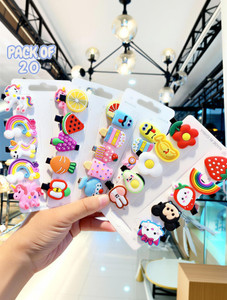 Vivica 20 Pcs Cute Cartoon Kids Hair Clips Set | Girls Hair Pins & Snap Clips | Soft Hair Clip