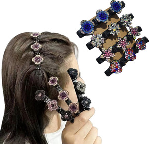 Blubby Crystal Hair Clip with 3 Small Clips for Women (Pack of 4) Hair Clip