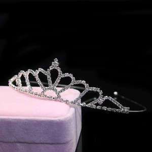 Proplady Wedding Collection Silver Big Rhinestones & Zircons Stud Princess Crown, Hair Band, Tiara, Head Band for Girls & Women|Bridal Hair Hair Band