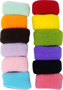 Evolution Small Thick Rubberbands Cottonwool, Extra Soft Bun,Ponytail Holders 12 colors Pack of 12 Rubber Band