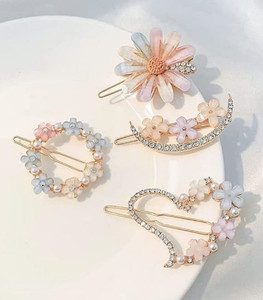 Blubby Pearl Korean Hair Clips Hair Pin for Girls Women (Pack f 4) Hair Clip