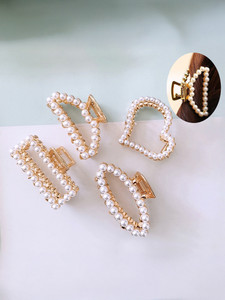 Myra Collection clutch claw for women girls golden 4 pcs Hair Clip
