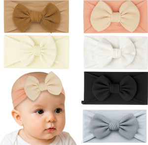 Anna Stella Adorable Baby Girl Headbands with Fabric Flower – 6 Pack Head Band
