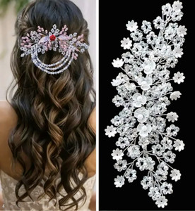 blush bella tiara crown hair accessories for women pack of 2 crystal beads handmade tyara hair combo