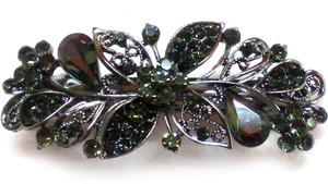 S Mark black non-precious metal white stone flower shape hair clip pin clamp barrette clutch Jewellery Accessories for Women pack of 1 Hair Clip