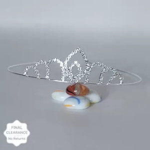 Rubela Global Silver Pageant Prom Crystal Princess Crown Tiara for Girls Hair Band Hair Band
