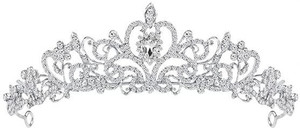 PRYFIL Silver Crystal Tiara Crown Headband Princess Elegant Crown with combs for Women Hair Accessory Set