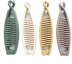 BIRDWARE Big-Size Acrylic Material Banana hair Clips For Women (Multi Color, Pack Of 4) Banana Clip