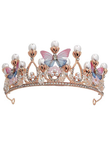 Gitesh Emergity Crystal Tiara Crown, Pearl Crown for Princess Costumes Hair Band