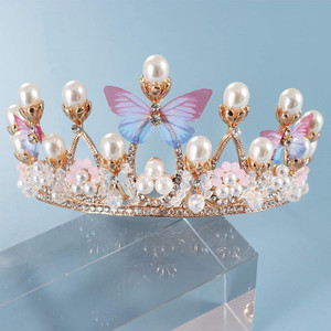 REMICH Crystal Tiara Crown, Pearl Crown for Princess Costumes Hair Band (Multicolor) Head Band