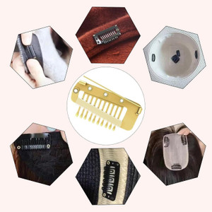 HONEY ACCESSORIES 6Pcs Chunni Dupatta Clips with Safety Pin, 10-Teeth Strong Chunni Grip Hair Clip Hair Pin
