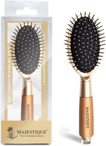 MAJESTIQUE Golden Oval Detangler Brush - Friendly Detangling Brush Ultra-Soft Tipped Nylon