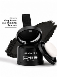 GLAMVEDA Hair Cover-Up Powder | Instant Grey Coverage | Waterproof, Sweat & Smudge-Proof , Black