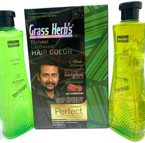 Grass Herbs Natural Fruit Extract Healthy Hair Dye Hair Color (Black) 1000 Ml , Herbal Extracts and No Ammonia