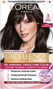 L'Oréal Paris Excellence Creme Hair Colour | upto 100% Grey Coverage at-Home , 3 Dark Brown