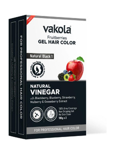 Vakola Natural Black 20 Min Gel Hair Color, 100% Grey Coverage, 100MLX2 Developer Color , Natural Black