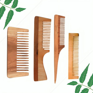 एवर्क्स Kacchi Neem Wood Comb - With Neem Oil & Herbal Extracts for Natural Hair Care