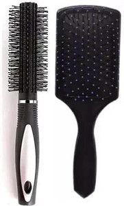 M.S TRADERS Round Rolling Curling Roller Comb Hair Brush With Professional Paddle Hair Comb