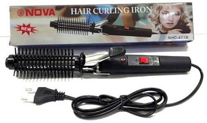 SPINFLUE Women Iron Rod Brush Styler Hair Care Curler Curl Curling Straightener 45W - Hair Curler (Black & Silver) Hair Curler