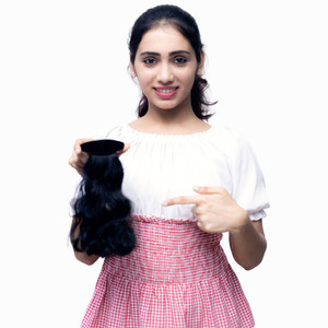 Capillatura 10 Inch Wavy Clip in Ponytail |Natural Black|Washable Hair Extension