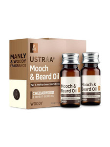 USTRAA Woody Mooch and Beard Oil - 35 ml x 2 | No Parabens Hair Oil