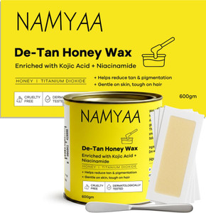 नम्या De-Tan Honey Wax with Kojic Acid & Niacinamide| For Smooth & Even Skin| Strips &