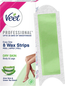 Veet Wax for Body Legs, Women Hair Removal, with aloe vera green tea, dry skin care Strips
