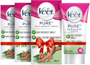 Veet Pure Hair Removal - Dry Skin Cream 50g,Set Of 3 Cream