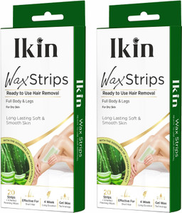 Ikin Instant Wax Strip with Aloe Vera For Dry Skin (Pack of 2)- 2x20 Strips