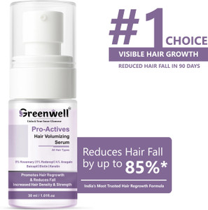 greenwell Pro-Actives Hair Regrowth Serum with 3% Rosemary, 3% Redensyl, 4% Anagain,Biotin