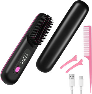 AVIHRA Cordless Hair Straightening Brush 50W Cordless Hair Straightening Brush with Ceramic Heated Bristles Rechargeable Hair Straightener Brush