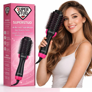 SUPERSTUD Hair Dryer Straightener Brush For Woman Professional 4 In 1 Volumizer Hair Straightener Brush